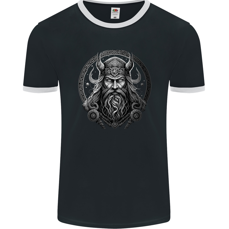 Celtic Viking Norse God Warrior Gym MMA Mens Ringer T-Shirt FotL Black/White