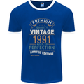 Premium Vintage 32nd Birthday 1991 Mens Ringer T-Shirt FotL Royal Blue/White