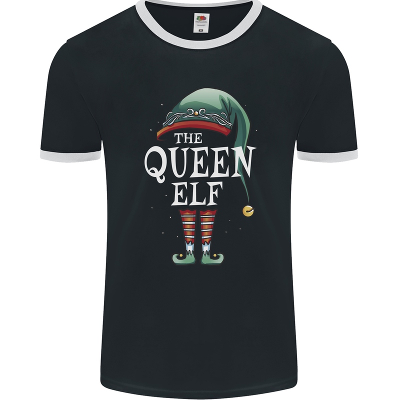 The Queen Elf Funny Christmas Xmas Mens Ringer T-Shirt FotL Black/White