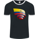 Curled Ecuador Flag Ecuadorian Day Football Mens Ringer T-Shirt FotL Black/White