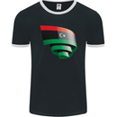 Curled Libya Flag Libyan Day Football Mens Ringer T-Shirt FotL Black/White