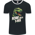 Roar Like a T-Rex Dinosaur Mens Ringer T-Shirt FotL Black/White