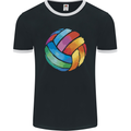 Volleyball Watercolour Mens Ringer T-Shirt FotL Black/White