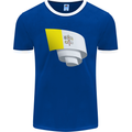 Curled Vatican Flag Mens Ringer T-Shirt FotL Royal Blue/White