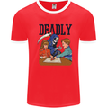 Deadly Games Ouija Board For Kids Grim Reaper Mens Ringer T-Shirt Red/White