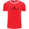 Hiking ECG Walking Rambling Trekking Pulse Mens Ringer T-Shirt Red/White