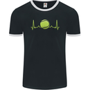 Tennis Player Pulse ECG Mens Ringer T-Shirt FotL Black/White