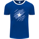 Torn Somalia Flag Somalian Day Football Mens Ringer T-Shirt FotL Royal Blue/White