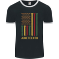 Juneteenth Emancipation Day USA Flag Mens Ringer T-Shirt FotL Black/White