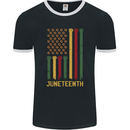 Juneteenth Emancipation Day USA Flag Mens Ringer T-Shirt FotL Black/White