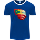 Curled Grenada Flag Grenadians Day Football Mens Ringer T-Shirt FotL Royal Blue/White