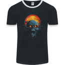 Cloudy Sunset Skull Zombie Horror Mens Ringer T-Shirt FotL Black/White
