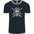 Viking Skull With Swords Warrior Gym MMA Mens Ringer T-Shirt FotL Black/White