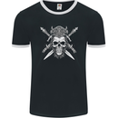 Viking Skull With Swords Warrior Gym MMA Mens Ringer T-Shirt FotL Black/White