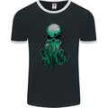 Cthulhu Green Kraken Octopus Skull Mens Ringer T-Shirt FotL Black/White