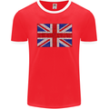 Mosaic Union Jack Flag Great Britain UK Mens Ringer T-Shirt FotL Red/White