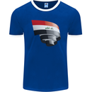 Curled Iraq Flag Iraqi Day Football Mens Ringer T-Shirt FotL Royal Blue/White