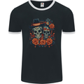 Day of the Dead Sugar Skull Love Couple Mens Ringer T-Shirt FotL Black/White