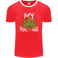Weed My HealTHCare Cannabis Funny THC Mens Ringer T-Shirt FotL Red/White