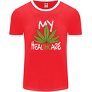 Weed My HealTHCare Cannabis Funny THC Mens Ringer T-Shirt FotL Red/White