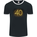 40th Birthday Neon Lights 40 Year Old Mens Ringer T-Shirt FotL Black/White