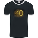 40th Birthday Neon Lights 40 Year Old Mens Ringer T-Shirt FotL Black/White