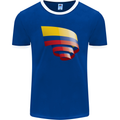 Curled Columbia Flag Columbian Day Football Mens Ringer T-Shirt FotL Royal Blue/White