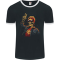 Rockabilly Peace Skull Zombie Mens Ringer T-Shirt FotL Black/White