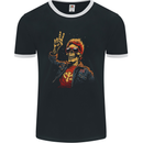 Rockabilly Peace Skull Zombie Mens Ringer T-Shirt FotL Black/White
