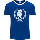 Bodybuilding Gym Training Sparta Helmet Mens Ringer T-Shirt FotL Royal Blue/White