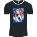 Abstract Australian Shepherd Dog Mens Ringer T-Shirt FotL Black/White