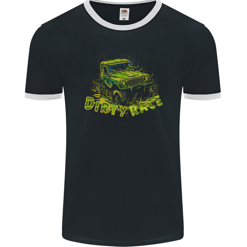 Dirty Race 4X4 Off Roading Mens Ringer T-Shirt FotL Black/White