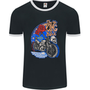 King is Back Custom Chopper Biker Motorcycle Mens Ringer T-Shirt FotL Black/White