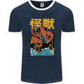 Kaiju Dragon King Ghidorah Japanese Monster Mens Ringer T-Shirt FotL Navy Blue/White