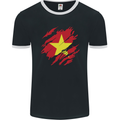 Torn Vietnam Flag Vietnamese Day Football Mens Ringer T-Shirt FotL Black/White