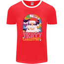Trippy Christmas LSD Santa Magic Mushrooms Xmas Mens Ringer T-Shirt FotL Red/White