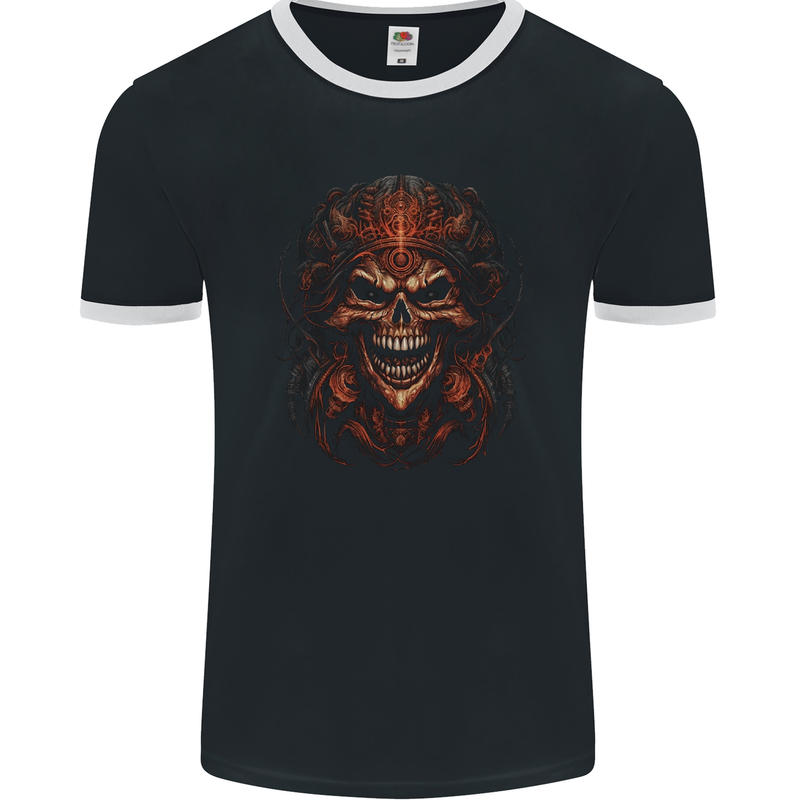 Evil Emperor of Death Demon Grim Reaper Devil Mens Ringer T-Shirt FotL Black/White