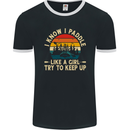 Paddle Like a Girl Funny Kayak Canoe Kayaking Mens Ringer T-Shirt FotL Black/White