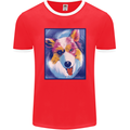 Abstract Australian Shepherd Dog Mens Ringer T-Shirt FotL Red/White