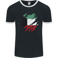 Torn Kuwait Flag Kuwaiti Day Football Mens Ringer T-Shirt FotL Black/White