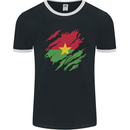 Torn Burkina Faso Flag Day Football Mens Ringer T-Shirt FotL Black/White