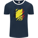 Torn Belgium Flag Belgian Day Football Mens Ringer T-Shirt FotL Navy Blue/White