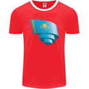 Curled Kazakhstan Flag Kazakh Day Football Mens Ringer T-Shirt FotL Red/White