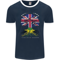 British Grown Jamaican Roots Jamaica Flag Mens Ringer T-Shirt FotL Navy Blue/White