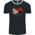 Love Flag Saint Martin Football Mens Ringer T-Shirt FotL Black/White