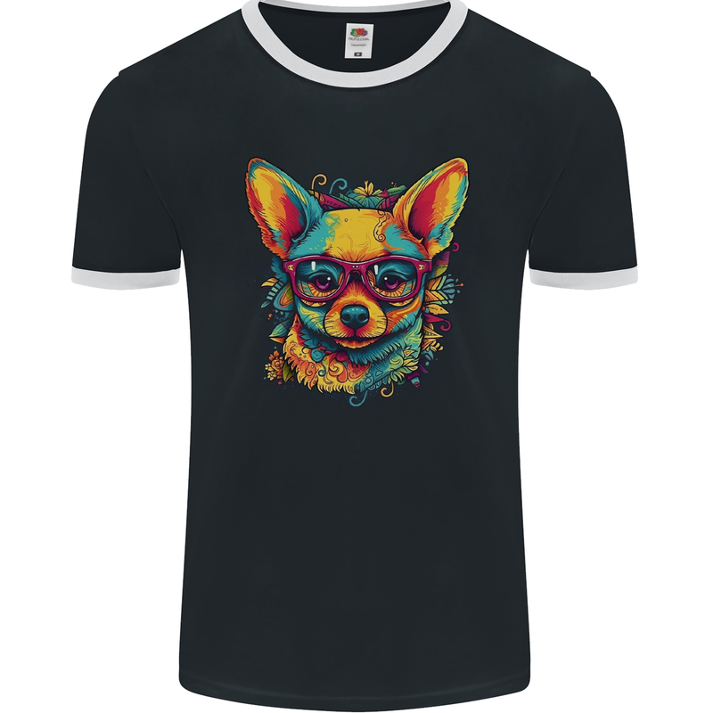 Summer Vibes Chihuahua Mens Ringer T-Shirt FotL Black/White