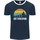 The Evolution of Cats Funny Crazy Lady Man Mens Ringer T-Shirt FotL Navy Blue/White