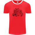 Tortoise Mushrooms Nature Mycology Mens Ringer T-Shirt Red/White