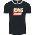 Retro 75th Birthday Original 1948 Mens Ringer T-Shirt FotL Black/White