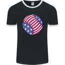 Baseball USA Stars and Stripes American Flag Mens Ringer T-Shirt FotL Black/White